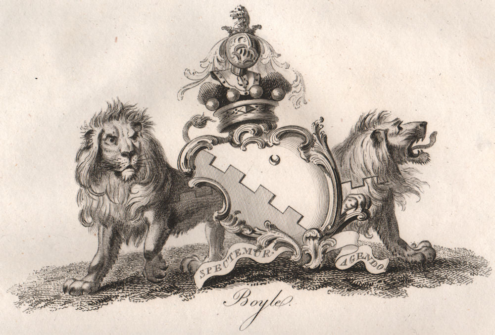 BOYLE. Coat of Arms. Heraldry 1790 old antique vintage print picture